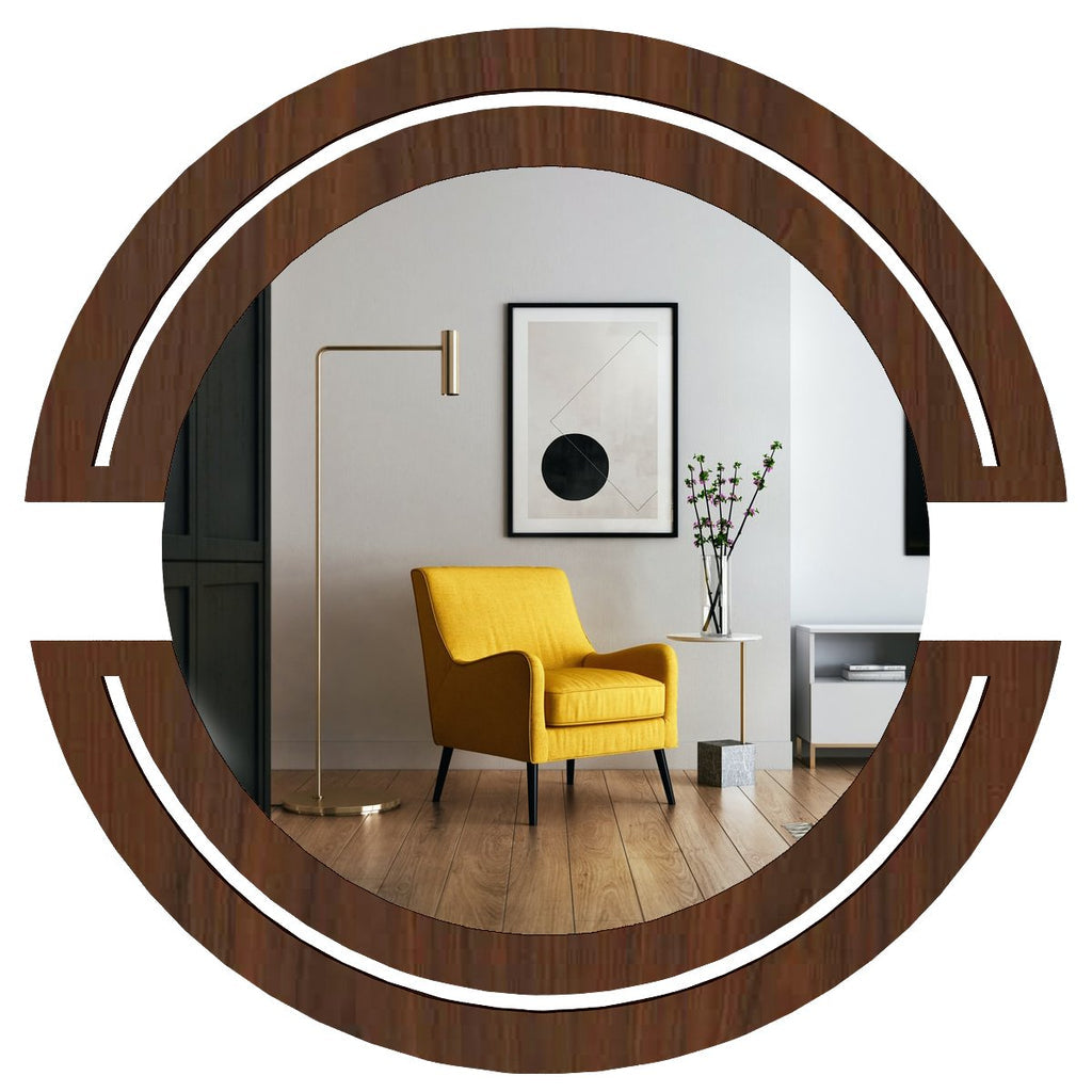 Classic Design Vanity Mirror with Walnut Finish