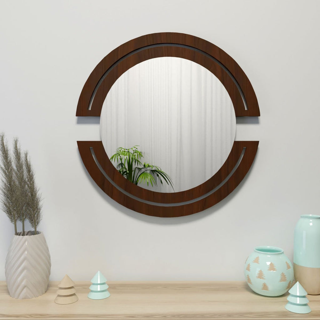 Classic Design Vanity Mirror with Walnut Finish