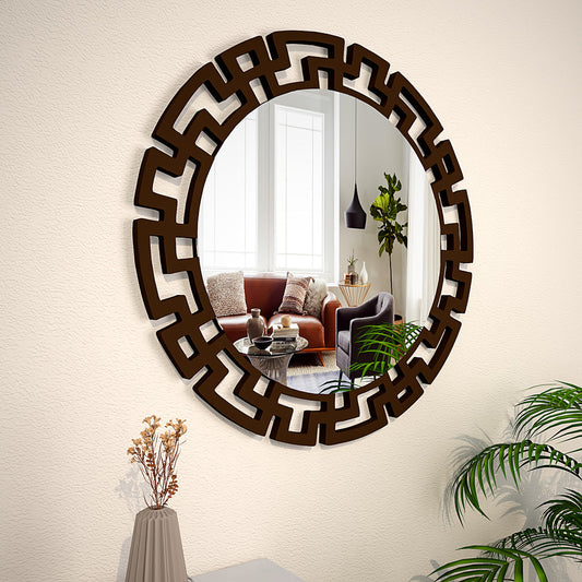 Luxury Modern Decorative Brown Round Vanity Mirror