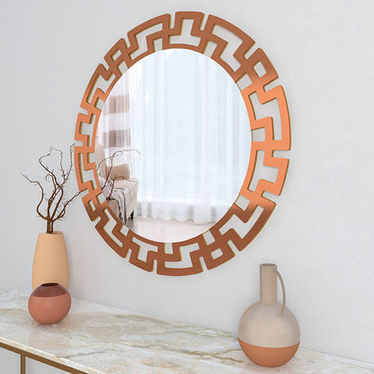 Modern Geometric Design Copper Finish Circular Vanity Mirror