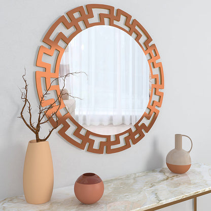 Modern Geometric Design Copper Finish Circular Vanity Mirror