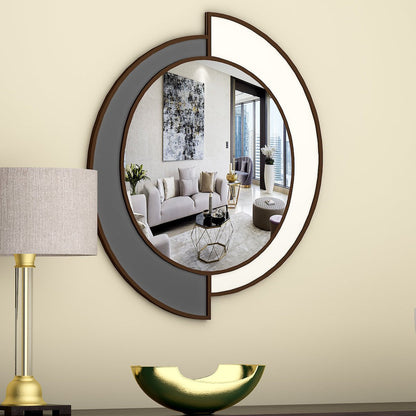 Yin Yang Style Decorative Wooden Vanity Mirror