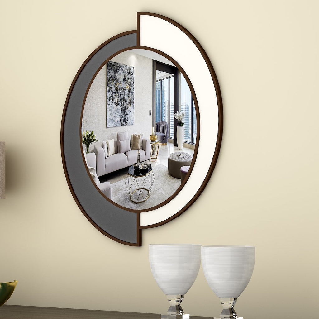 Yin Yang Style Decorative Wooden Vanity Mirror