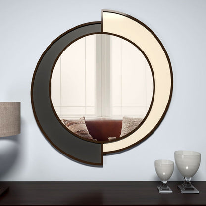 Yin Yang Style Decorative Wooden Vanity Mirror
